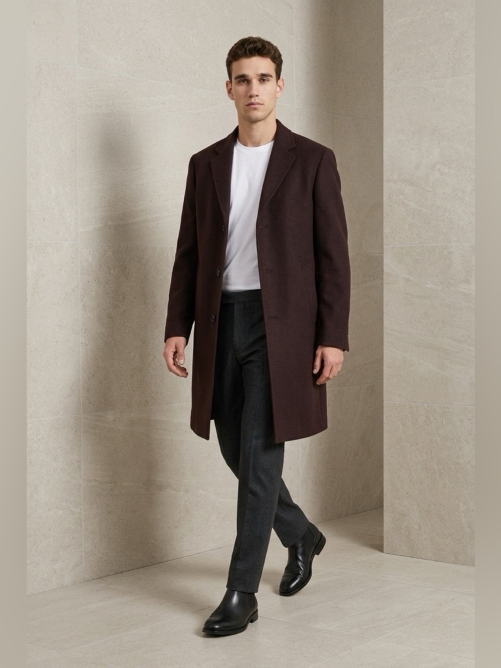 Lauren Ralph Lauren Men’s Wool Overcoat 40R Burgundy Brown NWT